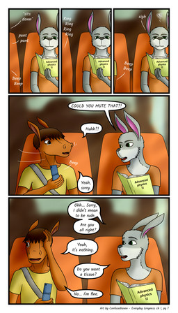 annoyed anthro bodily_fluids book brown_eyes dialogue duo electronics female green_eyes male phone reading tears text wiping_tears confusedraven dave_(confusedraven) mia_(confusedraven) equid equine horse lagomorph leporid mammal rabbit 4:7 absurd_res comic english_text hi_res multiple_scenes