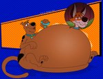 abdominal_bulge anthro belly big_belly collar duo feral fully_inside inside_stomach internal male male/male organs stomach vore furrylovepup_v2 hanna-barbera scooby-doo_(series) nine_the_foxaroo scooby-doo canid canine canis domestic_dog fox great_dane mammal mastiff molosser