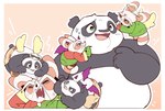 angry anthro belly fur halo horn male mature_male multicolored_body multicolored_fur overweight shoulder_angel shoulder_devil wings compaculaaa dreamworks kung_fu_panda master_po_ping master_shifu ailurid bear giant_panda mammal red_panda hi_res