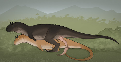 animal_genitalia cloaca cloacal cloacal_penetration cloacal_penis duo erection feral feral_on_feral from_behind_position genitals horn looking_at_another male male/male mounting nubbed_penis penetration penis plant sex shallow_penetration shrub tapering_penis rtianfnu abelisaurid carnotaurus dinosaur prehistoric_species reptile saurischian scalie theropod