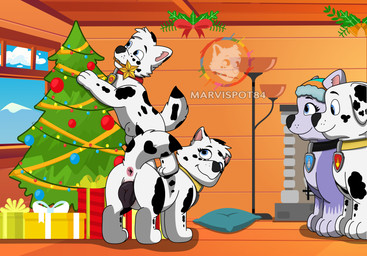 animal_genitalia animal_penis animal_vulva balls blue_eyes cabin canine_genitalia canine_penis canine_vulva christmas_decorations christmas_present christmas_star christmas_tree climbing_on_another female feral fully_sheathed fur genitals gift group holidays male male/female markings penis plant purple_body purple_fur sheath spots spotted_body spotted_fur star tree white_body white_fur winter_cap marvispot84 christmas nickelodeon paw_patrol everest_(paw_patrol) marshall_(paw_patrol) spots_(oc_marvispot84) stormie_(marvispot84) canid canine canis dalmatian dalsky_(dalmatian_and_husky) domestic_dog husky mammal nordic_sled_dog siberian_husky spitz absurd_res cel_shading hi_res shaded brother_(lore) brother_and_sister_(lore) father_(lore) mother_(lore) parent_(lore) sibling_(lore) sister_(lore) twins_(lore)