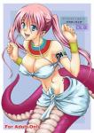 2008 age_restriction animal_humanoid aoki_kanji apode big_breasts blush breasts clothed clothing comic cover cover_art cover_page draconcopode female hair harem_outfit humanoid lamia legless mammal monster_girl_(genre) nipple_outline pink_hair reptile reptile_humanoid scales scalie scalie_humanoid serpentine snake snake_humanoid solo split_form