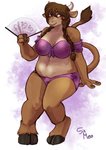 anthro braided_hair breasts clothing female folding_fan hair solo sirmeo blizzard_entertainment warcraft bovid bovine mammal tauren hi_res