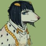 alternate_species black_hair blue_eyes feral feralized fur furrification hair looking_at_viewer male simple_background solo white_body white_fur zipper magicalkoko jojo's_bizarre_adventure bruno_bucciarati canid canine canis domestic_dog hunting_dog mammal sighthound 1:1 2018 bust_portrait low_res portrait