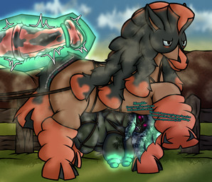 animal_genitalia animal_penis anthro arms_tied bdsm belly_riding bestiality big_breasts big_butt big_nipples big_penis big_tail bodily_fluids bondage bound branded branding breasts bridle brown_body brown_fur butt cervical_penetration cervix chest_tattoo duo equine_genitalia equine_penis erection eyeshadow fangs female female_on_feral feral flared_penis freckled_face freckled_legs freckled_thighs freckles fur gag gagged genitals glowing glowing_eyes glowing_genitalia glowing_nipples green_body green_hair green_nipples green_skin green_vulva hair huge_breasts huge_penis huge_thighs interspecies legs_tied lipstick makeup male male/female medial_ring mottled mottled_genitalia mottled_penis multicolored_penis musk musky_body musky_breasts nipples overweight overweight_female penetration penis pink_eyes pokephilia sharp_teeth size_difference slightly_chubby slightly_chubby_female smaller_female tail tattoo teal_insides teeth text thick_tail thick_thighs two_tone_penis vulva wide_hips mistyy_dark_story_(artist) nintendo pokemon sall_(mistyy_draws) alien alien_humanoid generation_7_pokemon humanoid mudsdale pokemon_(species) english_text hi_res