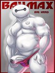 2021 3:4 absurd_res baymax belly big_hero_6 bulge clothed clothing clothing_pull disney english_text foreskin genitals glans glistening glistening_body grey_glans hi_res humanoid humanoid_genitalia humanoid_penis looking_at_viewer machine male marvel mouthless navel nipples noseless not_furry partially_retracted_foreskin penis robot robot_humanoid simple_background solo speedo standing swimwear text topless wardraws white_body white_penis