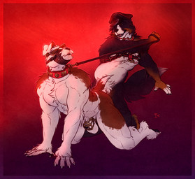 anal animal_genitalia ankle_tuft anthro arm_tuft bdsm belly belly_tuft black_body black_fur black_pawpads black_penis brown_markings bulldog_harness calf_tuft chastity_cage chastity_device chest_harness chest_tuft chin_tuft claws clothing collar dipstick_tail doggystyle duo elbow_tuft eye_contact eyebrows facial_hair facial_tuft floppy_ears fluffy_arms fluffy_shoulders folded_ears from_behind_position fur genitals gradient_background gus_(itmeporps) harness hat headgear headwear leash leash_pull leashed_collar leather leather_daddy leather_harness leather_hat leather_headgear leather_headwear leg_tuft looking_at_another male markings muscular muscular_anthro muscular_bottom muscular_male mustache muzzle_(object) nipples pawpads penis petplay pink_nipples pubes puppyplay purple_background red_background red_collar roleplay sex sheath short_tail simple_background smile tail tail_markings thick_eyebrows tuft white_belly white_body white_claws white_fingers white_fur white_tail_tip wrist_tuft interkos bernese_mountain_dog canid canine canis domestic_dog hunting_dog jack_russell_terrier mammal molosser mountain_dog swiss_mountain_dog terrier 2023 hi_res