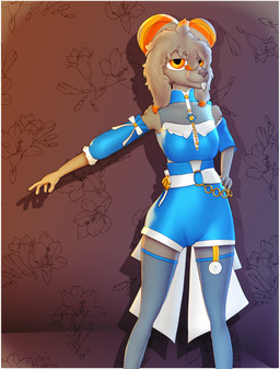 anthro armwear blue_clothing blue_dress breasts clothed clothing detached_sleeves dress female fishnet_clothing fishnet_legwear fishnet_tights fur grey_body grey_fur hair jewelry legwear orange_eyes ribbons solo tights conditional_dnp gusta gusty_(gusta) chinchilla chinchillid mammal rodent hi_res herm_(lore)