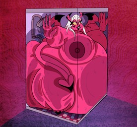 against_surface bathing belly belly_inflation body_inflation breast_expansion breasts expansion female filling_up fullbody_inflation glass_box glass_shower horn hose hose_in_butt hose_inflation hyper hyper_inflation inflation liquid_inflation nipples on_glass shower showering small_space_filling solo spade_tail stuck tail water_ballooning water_inflation wet wings unholyempire hellaverse helluva_boss verosika_mayday demon humanoid succubus 2025 absurd_res hi_res