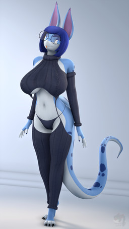 anthro big_breasts blep breasts clothing eyewear female forked_tongue glasses long_tail non-mammal_breasts panties revamped_anthros solo sweater_dress tail tongue tongue_out underwear donglysfm meme_clothing reptile scalie snake 3d_(artwork) 4k 9:16 absurd_res digital_media_(artwork) hi_res meme source_filmmaker_(artwork)
