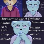 anthro black_nose blue_body bodily_fluids clothing crying dialogue duo humanoid_hands male sad shirt tears text topwear yagamikuro67 unicorn_wars azulin's_father cabo_pompon_(unicorn_wars) bear mammal 1:1 2023 hi_res spanish_text translated