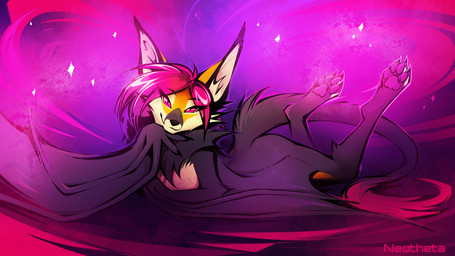 anthro biped butt claws feet female fingers front_view fur hair looking_at_viewer lying nude nude_anthro nude_female on_front smile solo tail toes wings neotheta bat canid canine hybrid mammal maned_wolf 16:9 2026 digital_drawing_(artwork) digital_media_(artwork) hi_res widescreen