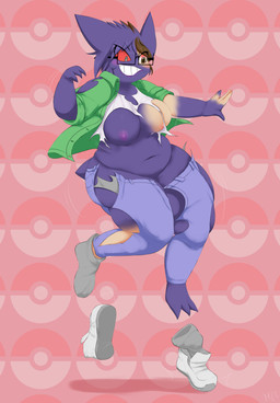 anthro breast_growth breasts clothing eyewear female floating footwear gender_transformation glasses growth human_to_anthro mtf_transformation nipples overweight overweight_anthro overweight_female pokeball pokeball_background purple_body red_eyes shirt shoes short_stackification short_tail shortstack simple_background solo species_transformation tail topwear torn_clothing transformation wardrobe_malfunction weight_gain mentalcrash nintendo pokemon generation_1_pokemon gengar ghost pokemon_(species) spirit absurd_res hi_res