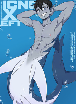 black_hair blue_eyes grey_body grey_skin hair hands_behind_head humanoid_pointy_ears looking_at_viewer male nipples pointy_ears sharp_teeth smile smiling_at_viewer solo split_form teeth ignitioncrisis aleks_(ignitioncrisis) aquatic humanoid humanoid_merfolk merfolk shark_merfolk 2021 hi_res