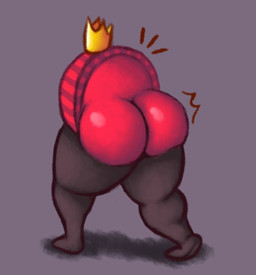 ambiguous_gender anthro big_butt butt crown headgear rear_view red_body thick_thighs shannonrat deltarune undertale_(series) c._round_(deltarune) king_round animate_inanimate darkner hi_res
