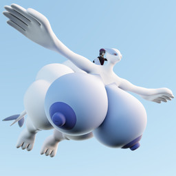 anthro areola big_breasts big_butt big_nipples black_clothing blue_areola blue_body blue_nipples breasts butt clothing duo female flying huge_breasts hyper hyper_breasts larger_female macro male multicolored_body nipples petting red_eyes riding simple_background size_difference sky smaller_human smaller_male tail thick_thighs two_tone_body white_body winged_arms wings darkdraketom nintendo pokemon pokemon_trainer generation_2_pokemon human legendary_pokemon lugia mammal pokemon_(species) 1:1 3d_(artwork) blender_(artwork) digital_media_(artwork) hi_res