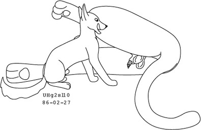 after_oral animal_genitalia balls duo erection feral fur genitals licking licking_lips lion_penis long_tail lying male male/male on_side open_mouth penis sheath simple_background sitting size_difference tail tongue tongue_out white_background urbanhermit canid canine felid lion mammal pantherine 1986 black_and_white dated low_res monochrome