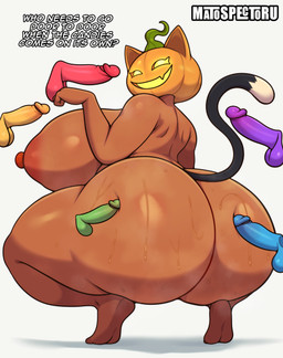 areola balls big_breasts big_butt biped bodily_fluids breasts butt crouching dialogue female food for_a_head fruit genitals huge_breasts huge_butt huge_thighs hyper hyper_breasts hyper_butt hyper_thighs looking_at_viewer looking_back male male/female nipples nude open_mouth open_smile penis plant pumpkin pumpkin_head simple_background smile sweat sweaty_butt text thick_thighs three-quarter_view white_background matospectoru epic_games fortnite spice_(fortnite) animal_humanoid felid felid_humanoid feline feline_humanoid humanoid mammal mammal_humanoid object_head 2025 hi_res
