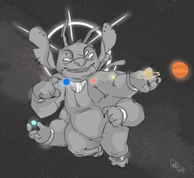 4_arms 4_eyes 4_fingers 4_toes alternate_form anklet antennae_(anatomy) anthro aureola back_spines biped bracelet claws ear_piercing ear_ring feet finger_claws fingers fur halo intergalactic_macro jewelry jupiter_(planet) macro male mars_(planet) multi_arm multi_eye multi_limb neptune_(planet) notched_ear open_mouth open_smile piercing planet ring_piercing saturn_(planet) smile solo space toe_claws toes uranus_(planet) maxpany disney lilo_and_stitch stitch_(lilo_and_stitch) alien deity experiment_(lilo_and_stitch) 2024 english_description hi_res signature sketch spot_color