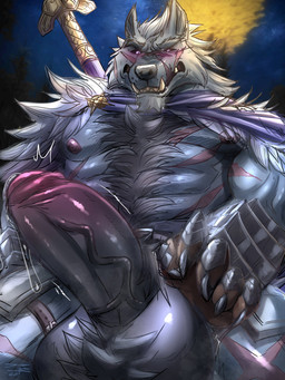 anthro armor ball_tuft balls big_penis biped black_body black_fur blush bodily_fluids body_hair chest_tuft cloak clothing erection facial_scar fangs foreskin fur gauntlets genital_fluids genitals gloves grey_body grey_fur handwear happy_trail huge_penis humanoid_genitalia humanoid_penis male nipples outside penis precum pubes scar solo teeth thick_penis tuft vein veiny_penis crazydrak elden_ring fromsoftware blaidd_(elden_ring) canid canine canis mammal wolf 2022 3:4 digital_media_(artwork) hi_res