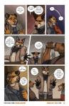 2018 alcohol beer beverage bovid bovine canid canine cattle clothing comic dialogue douglas_kim drinking english_text felid fox hi_res horn jacket male mammal orange_eyes pantherine purple_eyes scarf text tiger topwear url