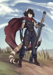 anthro armor broadsword cape clothed clothing cosplay female greatsword holding_object holding_weapon medieval melee_weapon solo sword weapon dash_ravo berserk_(series) guts_(berserk) helia_peppercats domestic_cat felid feline felis mammal digital_media_(artwork) hi_res