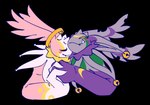 anthro blush duo frill_(anatomy) hand_holding hug long_ears nuzzling pink_body purple_body one-starry-knight bandai_namco digimon cherubimon cherubimon_(evil) cherubimon_(good) digimon_(species)