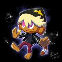 anthro aura big_ears black_background blonde_hair bottomwear clothing denim denim_bottomwear denim_clothing feet hair hat headgear headwear jacket jeans leather leather_clothing leather_jacket leather_topwear male pants pink_eyes red_bottomwear red_clothing red_jeans red_pants simple_background smile solo sparkles topwear sean_serpentine bloons_tower_defense ninja_kiwi gil_walker_(sean_serpentine) haplorhine mammal monkey primate 1:1 absurd_res hi_res