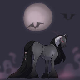 alternate_form alternate_species feral glowing glowing_eyes hair half-closed_eyes hooves long_hair looking_back male mane mane_hair moon narrowed_eyes night red_eyes simple_background solo toony cadaverrdog dragoslav_berezovsky equid equine horse mammal vampire hi_res