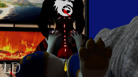 andromorph animal_genitalia animal_penis anthro balls balls_on_face big_breasts big_butt black_body breasts butt canine_genitalia canine_penis clothing crotch_sniffing duo ear_piercing ear_ring facesitting female genitals glowing glowing_markings grey_body gynomorph hair hand_on_butt hoop_ear_ring in_sheath intersex intersex/intersex jacket jewelry markings necklace paws penis piercing rear_view red_hair ring_piercing sheath sitting_on_another sniffing solo tail thick_thighs topwear vulva wide_hips yellow_eyes lustfuldemon alber blender_cycles roxanne_(lustfuldemon) canid canine hyena hyenid_(species) mammal 16:9 blender_(artwork) digital_media_(artwork) hi_res widescreen