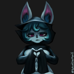 animal_ears animal_nose big_breasts black_clothing black_hoodie black_nose black_topwear breasts clothed clothing convenient_censorship eyelashes female front_view fur gesture green_hair grey_background grey_body grey_fur hair heart_gesture hoodie inner_ear_fluff long_sleeves navel purple_eyes short_hair simple_background skimpy solo topwear tuft wide_hips therealgazmanx league_of_legends riot_games tencent vex_(lol) humanoid yordle 1:1 absurd_res hi_res