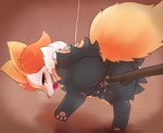 anthro anus arms_tied ball_gag bdsm bent_over black_body black_fur blush bodily_fluids bondage bound branch butt eyes_mostly_closed female female_anthro female_penetrated fluffy fluffy_tail fur gag genital_fluids genitals inner_ear_fluff kemono looking_back motion_lines narrowed_eyes neck_tuft orgasm pawpads paws penetration pussy red_body red_fur restraints rope rope_bondage saliva shaking solo tail tears tuft vaginal vaginal_fluids vaginal_penetration white_body white_fur yellow_body yellow_fur rag._(artist) nintendo pokemon braixen generation_6_pokemon mammal pokemon_(species) 2019 hi_res