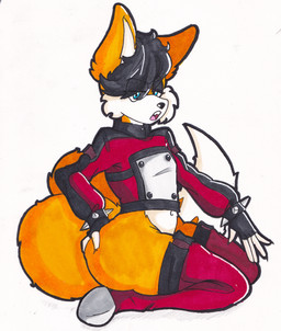 anthro big_butt boots bottomless bottomless_male bracelet butt clothed clothing eyebrows eyelashes eyeshadow fangs femboy fingerless_gloves footwear gloves hand_on_butt handwear jacket jewelry kneeling legwear long_eyelashes looking_at_viewer makeup male open_mouth raised_eyebrow shoes solo spiked_bracelet spikes teeth thick_thighs thigh_boots thigh_highs topwear unimpressed justsomeidiotonline archie_comics sega sonic_the_hedgehog_(archie) sonic_the_hedgehog_(comics) sonic_the_hedgehog_(series) miles_prower_(anti-tails) canid canine fox mammal red_fox true_fox absurd_res colored hi_res