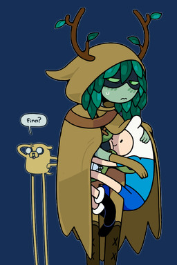 anthro antlers blush bodily_fluids boots bottomwear breasts cloak clothed clothing dialogue female footwear frown gloves green_body green_eyes green_skin group handwear hiding hood hood_up hooded_cloak horn hug interspecies leaf leaf_hair male male/female mask nervous nervous_sweat nude open_mouth plant plant_hair pseudo_hair question_mark shirt shoes shorts simple_background size_difference smile speech_bubble sweat tail text toony topwear transparent_background trio tunic wearing_mask young discount-supervillain adventure_time cartoon_network finn_the_human huntress_wizard jake_the_dog canid canine canis domestic_dog elemental_creature elemental_humanoid flora_fauna human humanoid mammal plant_humanoid 2:3 alpha_channel character_name digital_media_(artwork) english_text hi_res