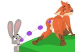 anal anal_bead_pull anal_beads anthro anus ball balls butt female genitals male male/female male_penetrated penetration pose sex_toy jrxt disney zootopia judy_hopps nick_wilde canid canine fox lagomorph leporid mammal rabbit hi_res pinup