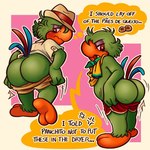 1:1 annoyed anthro avian avian_feet big_butt bird blush blush_lines bottomwear bottomwear_down butt cellulite clothed clothing cutaway disney embarrassed exposed_butt huge_butt jose_carioca male pants pants_down parrot partially_clothed polisena slightly_chubby solo the_three_caballeros ze_carioca