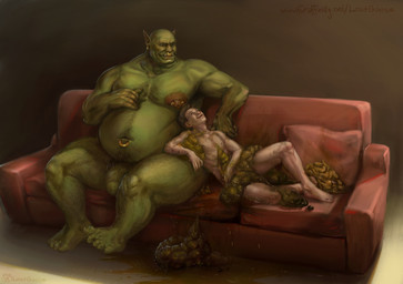 belly duo feces feces_everywhere feet furniture genitals hair happy human_on_humanoid husband interspecies male male/male not_furry nude overweight overweight_humanoid penis piercing scatplay size_difference slightly_chubby smile smug sofa thick_thighs lostgoose human humanoid mammal orc 2019 hi_res