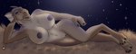 anthro big_breasts breasts female genitals inviting light looking_at_viewer lying moonlight night nipples non-mammal_breasts non-mammal_nipples nude on_side pose pussy simple_background smile smirk solo taslior_doragon star_wars paschayek dug_(species) hi_res pinup