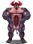 abs anthro balls beard big_muscles big_penis brown_body brown_fur erection facial_hair fur genitals glans horn huge_penis male muscular muscular_anthro nipples nude pecs penis simple_background solo vein veiny_penis white_background gao_xio lifewonders live_a_hero obsidius bovid bovine cattle mammal 3:4 absurd_res hi_res