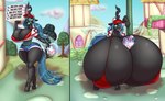 anthro big_breasts breast_expansion breasts changeling_queen container delivery_(commerce) expansion female food food_delivery huge_breasts hyper hyper_breasts pizza pizza_box pizza_delivery solo text blues64 friendship_is_magic hasbro my_little_pony queen_chrysalis_(mlp) arthropod changeling english_text hi_res