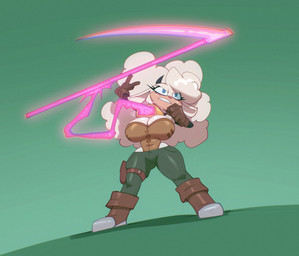 5_fingers anthro big_breasts blue_eyes boots bottomwear breasts brown_boots brown_clothing brown_footwear brown_gloves brown_handwear cleavage clothed clothing corset cowbell energy_weapon eye_bags female fingers footwear gloves green_bottomwear green_clothing green_pants handwear horn leg_strap leotard lingerie melee_weapon pants polearm scythe shoes solo standing thick_thighs thigh_pouch topwear weapon wide_hips bigdad idw_publishing sega sonic_the_hedgehog_(comics) sonic_the_hedgehog_(idw) sonic_the_hedgehog_(series) lanolin_the_sheep_(sonic) bovid caprine mammal sheep 2026