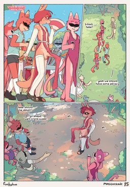 animal_genitalia animal_penis anthro balls beverage blush blush_lines breasts bulge clothed clothing clothing_lift crowd dialogue dress dress_lift equine_genitalia equine_penis erection erection_under_clothing freckled_ears freckled_face freckled_shoulders freckles genitals grass group gynomorph intersex nipple_outline outside party penis piercing plant public public_erection public_exposure skimpy sunny tail tenting text tree conditional_dnp djannetur funkybun equid equine horse mammal comic english_text hi_res trans_(lore) trans_woman_(lore)