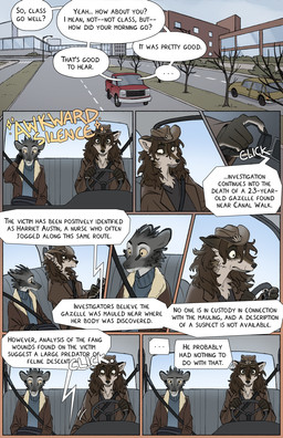 anthro biped black_nose brown_body brown_eyes brown_fur cheek_tuft clothed clothed_anthro clothing dialogue driving duo facial_tuft fur grey_body grey_fur head_tuft inner_monologue inside_vehicle light_truck male pickup_truck pointy_ears prick_ears road seat_belt sitting snout speech_bubble tan_body tan_fur text thinking truck tuft tusks vehicle yellow_sclera falco_works indy_(justroadkill) pen_(falco_works) canid canine canis cervine coyote deer mammal tufted_deer 2024 comic digital_media_(artwork) english_text hi_res