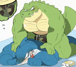 anthro applying_sunscreen barazoku blue_body blush bulge clothing duo green_body humanoid_hands kemono lying male sitting underwear zipper zipper_underwear hyaku_(artist) crocodile crocodilian fish marine reptile scalie shark 2021 2d_animation animated frame_by_frame no_sound short_playtime webm