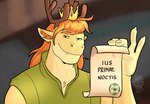 anthro antlers crown document fangs headgear horn humor license looking_at_viewer male mane muscular muscular_male prince royalty silly silly_face smile solo teeth text peyotethehyena disney mythology the_emperor's_new_groove prince_borgon dragon mythological_creature mythological_scalie scalie latin_text meme translated