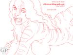 angry biped breasts breast_squish eyebrows female hair lips long_hair looking_at_viewer lying nude on_front simple_background snarling solo squish stripes teeth text white_background ultrafem marvel tigra animal_humanoid felid humanoid mammal pantherine tiger 2010 4:3 digital_drawing_(artwork) digital_media_(artwork) line_art monochrome pink_and_white sketch url watermark