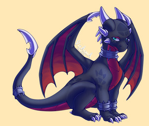 black_body black_scales blue_eyes bracelet claws collar female feral horn jewelry membrane_(anatomy) membranous_wings multicolored_body quadruped red_body scales simple_background solo tail toe_claws two_tone_body wings year vitaqua activision mythology spyro_the_dragon cynder dragon mythological_creature mythological_scalie scalie 2023 absurd_res full-length_portrait hi_res portrait