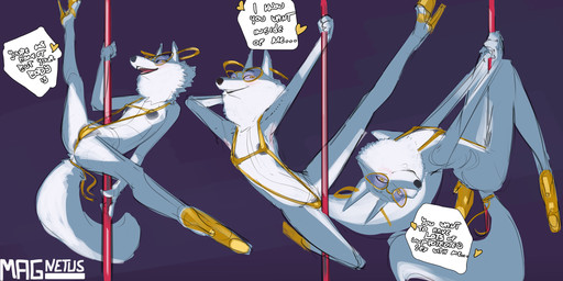 anthro areola areola_slip breasts camel_toe clothed clothing dancing dialogue eyewear female footwear fur genital_outline glasses half-closed_eyes high_heels looking_at_viewer narrowed_eyes nipple_outline one-piece_swimsuit open_mouth pole pole_dancing shoes simple_background singing sling_bikini smile solo speech_bubble spread_legs spreading swimwear tail teeth text vulva_outline wearing_glasses yellow_eyes magnetus illumination_entertainment sing_(movie) porsha_crystal canid canine canis mammal wolf 2:1 digital_media_(artwork) english_text hi_res sketch