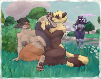 3_toes :3 anal anal_penetration anthro armor beanie beanie_only belt big_breasts big_butt blush breasts butt clothing duo_focus facial_scar feet female female_penetrated fluffy foot_fetish foot_lick foot_play fur gauntlets genitals gloves group handwear hat hat_only headgear headgear_only headwear headwear_only hood licking male male/female male_penetrating male_penetrating_female mostly_nude penetration penile penile_penetration penis penis_in_ass purple_body purple_fur scar sex text thick_thighs toes tongue trio fuzzycreature epic_games fortnite meow_skulls raven_team_leader bear calico_cat domestic_cat felid feline felis mammal absurd_res english_text hi_res