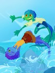 bubble duo male rock sea split_form water wave young spacecat222 disney luca_(pixar) pixar alberto_scorfano luca_paguro humanoid marine merfolk 3:4 hi_res